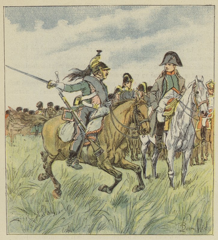 En drake varnar kejsaren för förräderi av en av hans generaler av after Louis Charles Bombled