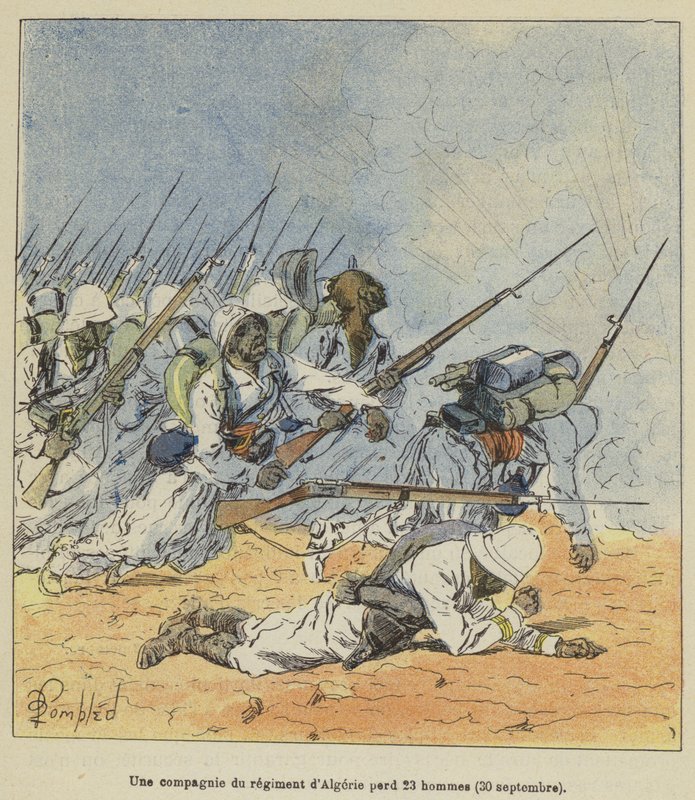Ett kompani från det algeriska regementet förlorar 23 man den 30 september av after Louis Charles Bombled