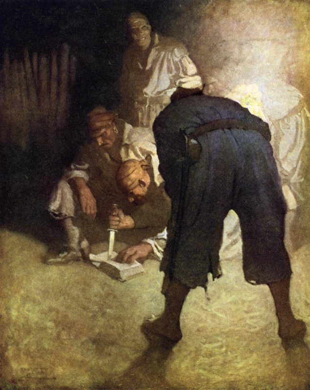 Illustration för Treasure Island av after Newell Convers Wyeth