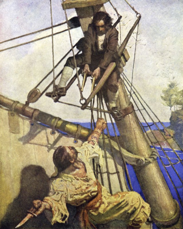 Illustration för Treasure Island av after Newell Convers Wyeth