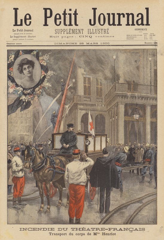 Brand på Theatre-Francais av after Oswaldo Tofani