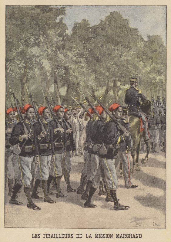 Franska koloniala tirailleurs från Marchand-missionen av after Oswaldo Tofani