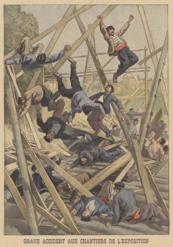 Allvarlig olycka på platsen för Exposition Universelle 1900 av after Oswaldo Tofani