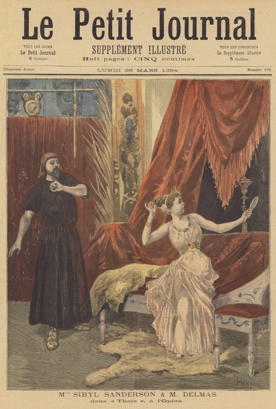 Sibyl Sanderson och Jean-Francois Delmas på Thais, på Parisoperan av after Oswaldo Tofani