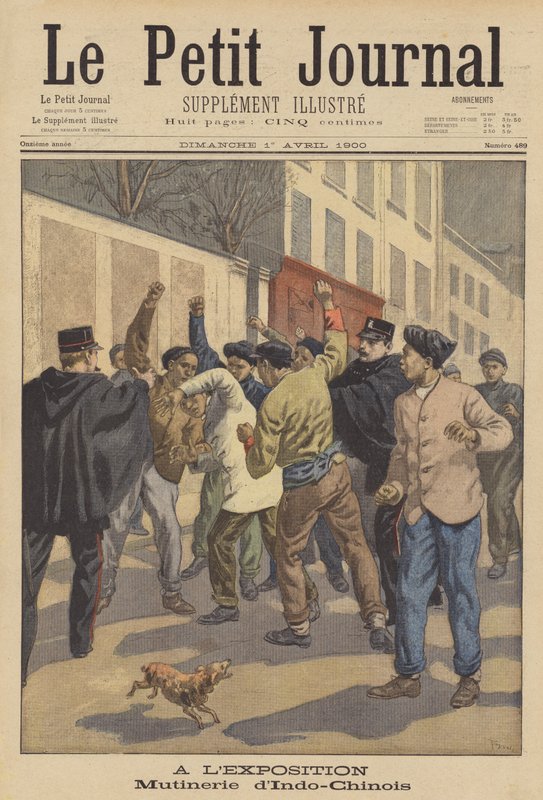 Problem mellan indokinesiska arbetare vid Exposition Universelle 1900, Paris av after Oswaldo Tofani
