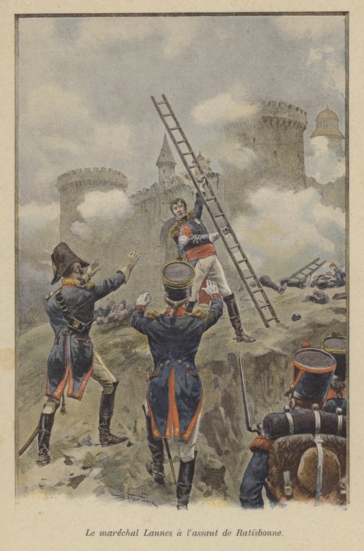 Marskalk Lannes vid anfallet på Ratisbon 1809 av after Paris