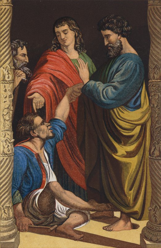 Petrus och Johannes botar den lame mannen av after Raphael