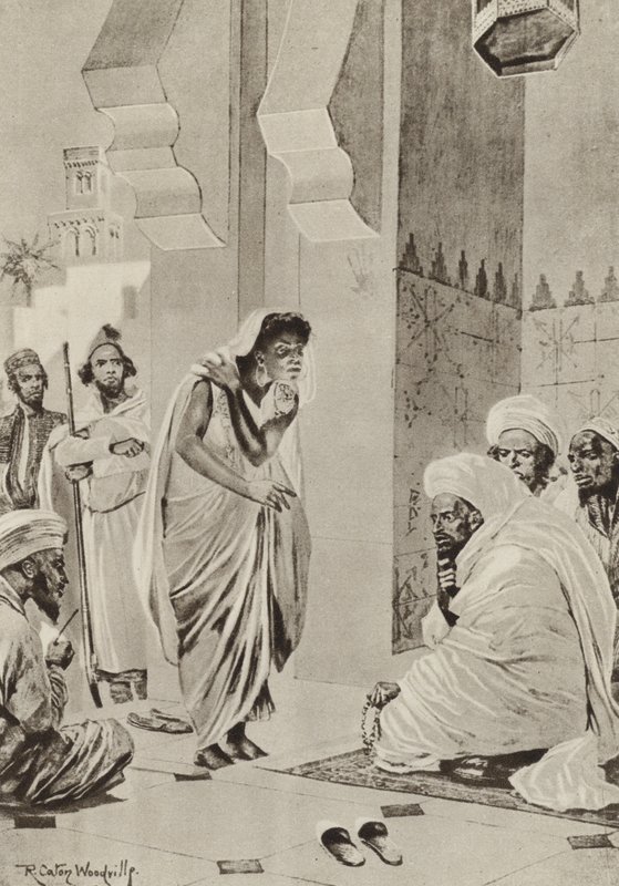 Marknadsplats i Afrika, där försäljningen är till försäljning för att skickas till Amerika av after Richard Caton II Woodville
