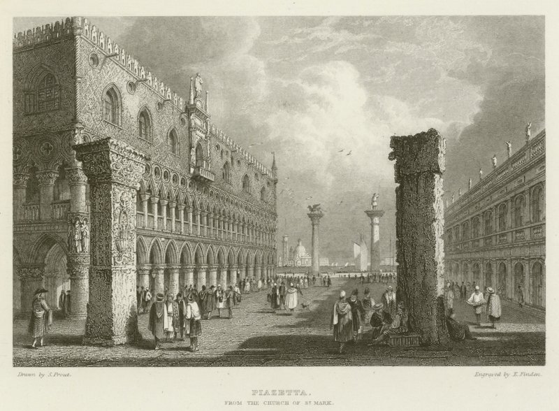 Piazzetta, från kyrkan St Mark av Samuel (after) Prout