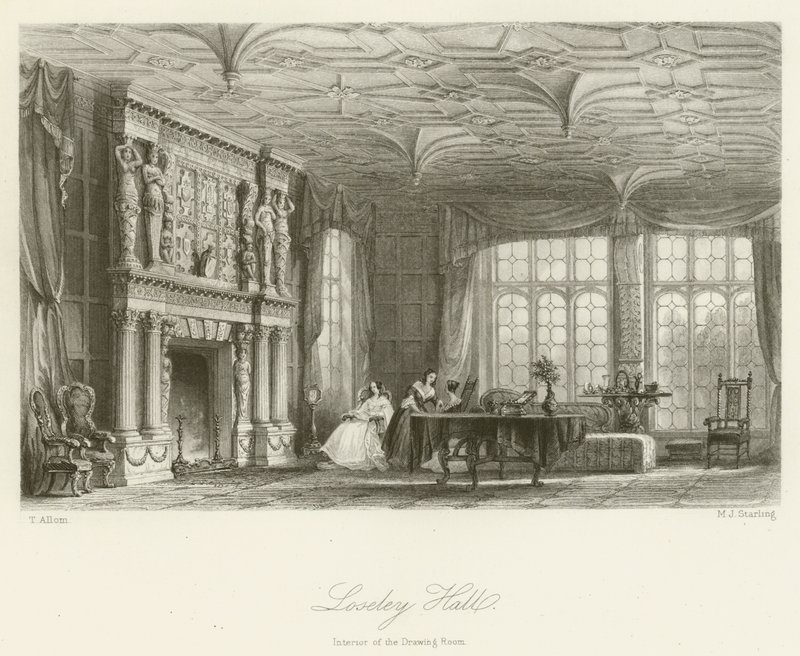 Loseley Hall, interiören av salongen av after Thomas Allom
