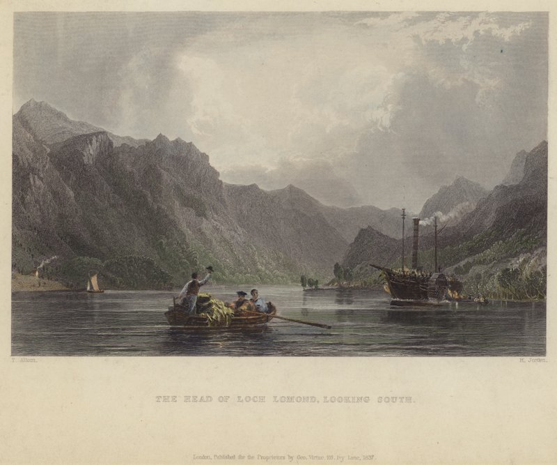 Chefen för Loch Lomond, tittar söderut av after Thomas Allom