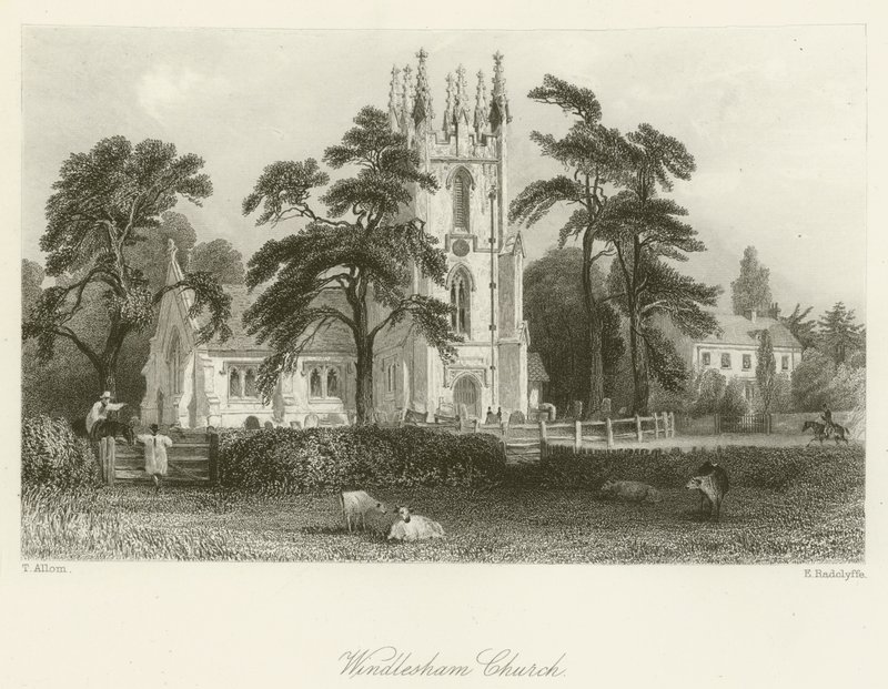 Windlesham kyrka av after Thomas Allom