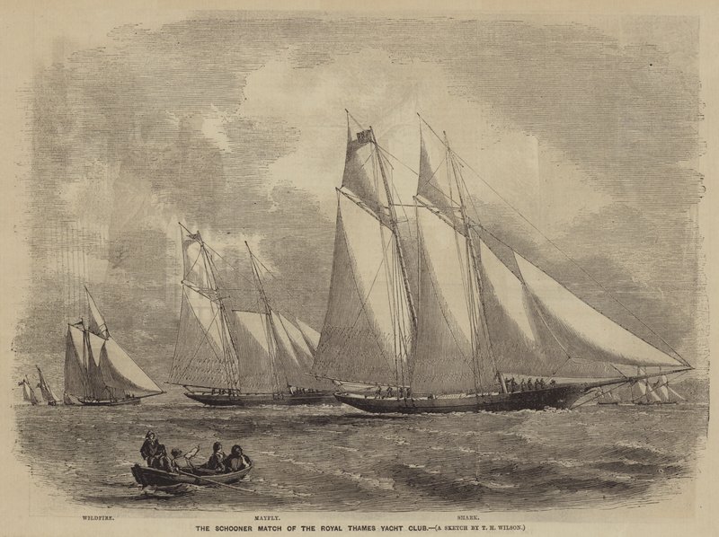 Schooner-matchen från Royal Thames Yacht Club av after Thomas Harrington Wilson