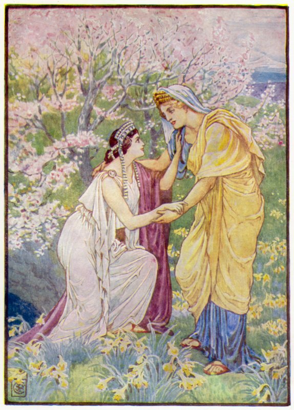 Demeter gladde sig, för hennes dotter var vid hennes sida av after Walter Crane