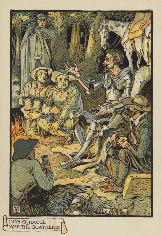 Don Quijote och getherdarna av after Walter Crane