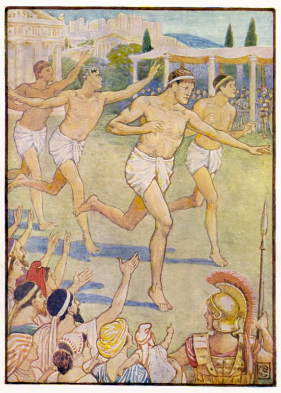 I de tidigaste tiderna var ett enkelt fotlopp den enda tävlingen av after Walter Crane