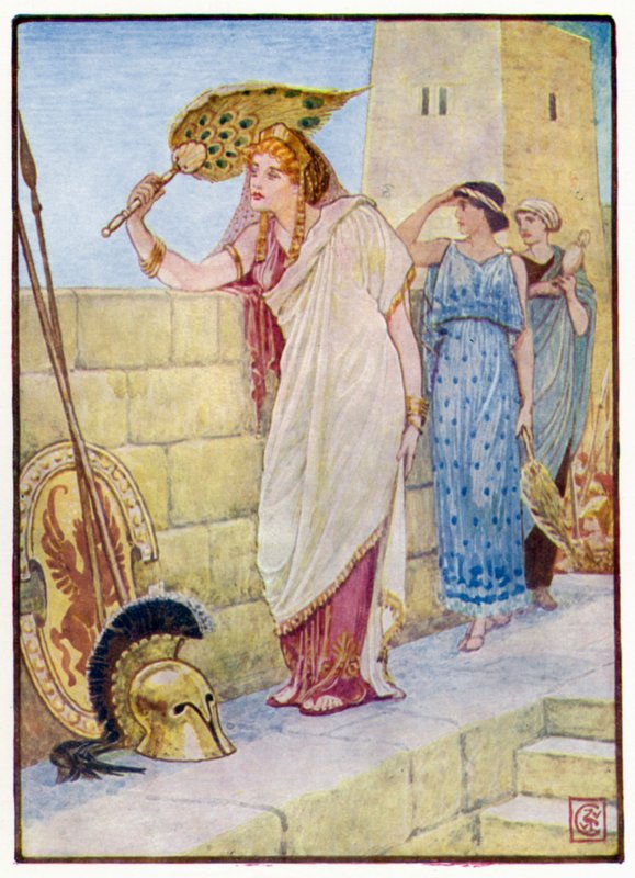 Ofta stod hon på Trojas murar av after Walter Crane