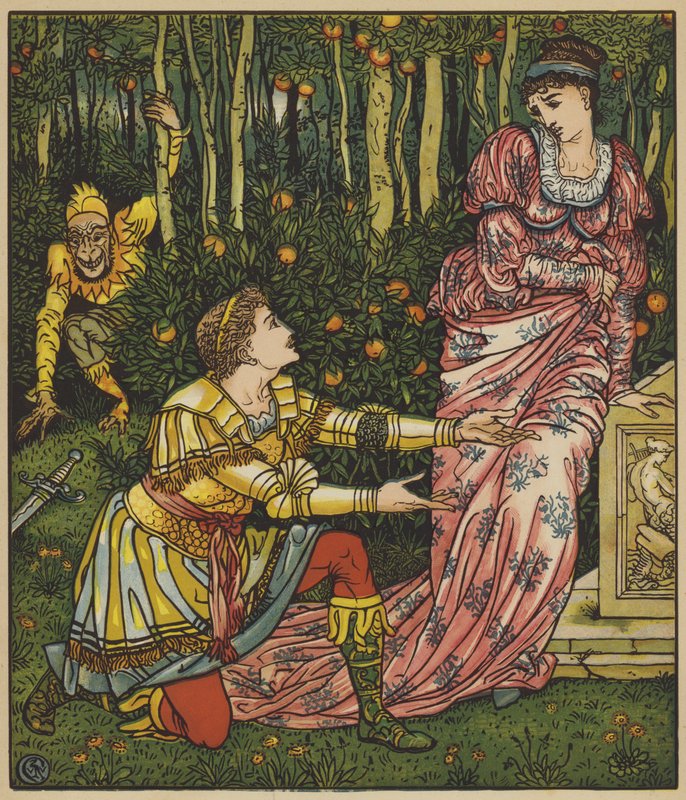 Kungen låter svärdet falla av after Walter Crane