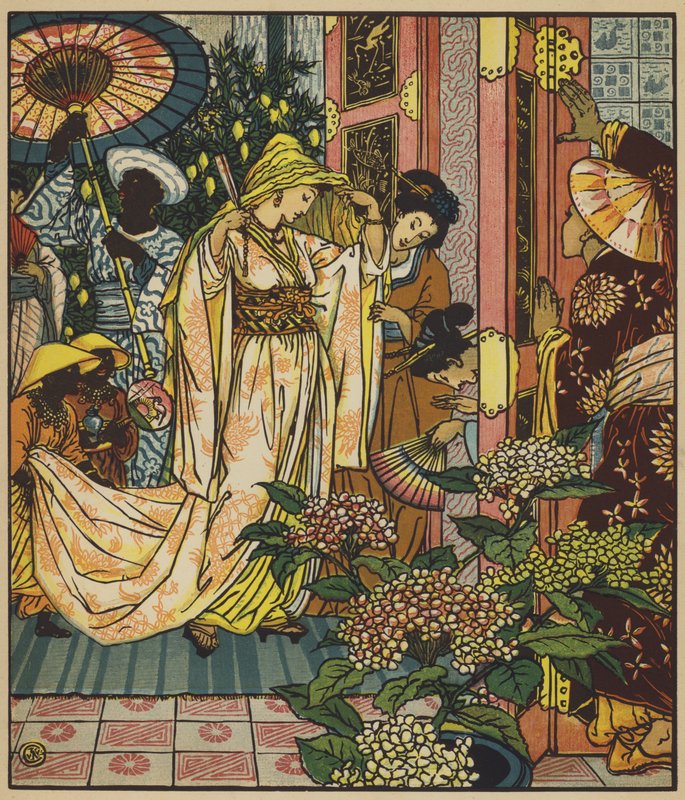 Prinsessan går till badet av after Walter Crane