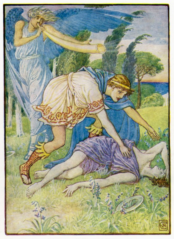 Vindguden skickade en vindpust från söder av after Walter Crane