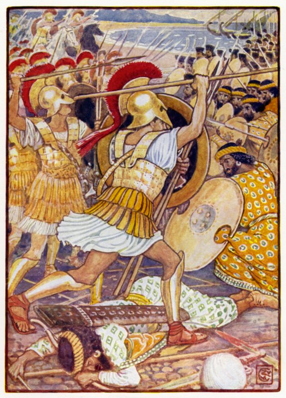 De kraschade in i den persiska armén med enorm kraft av after Walter Crane
