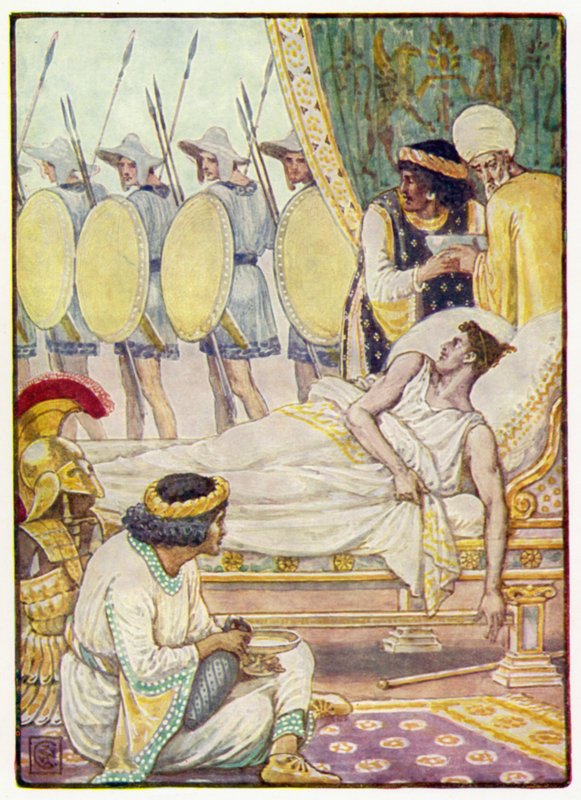 Med en ansträngning såg han på dem när de passerade av after Walter Crane