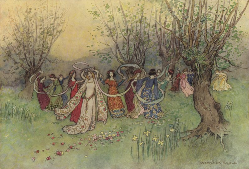 Geoffrey Chaucer, hertiginnans bok av after Warwick Goble