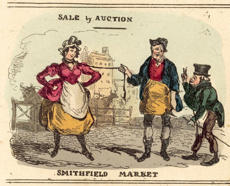 Söt tjej, till salu på auktion på Smithfield Market av after William Heath