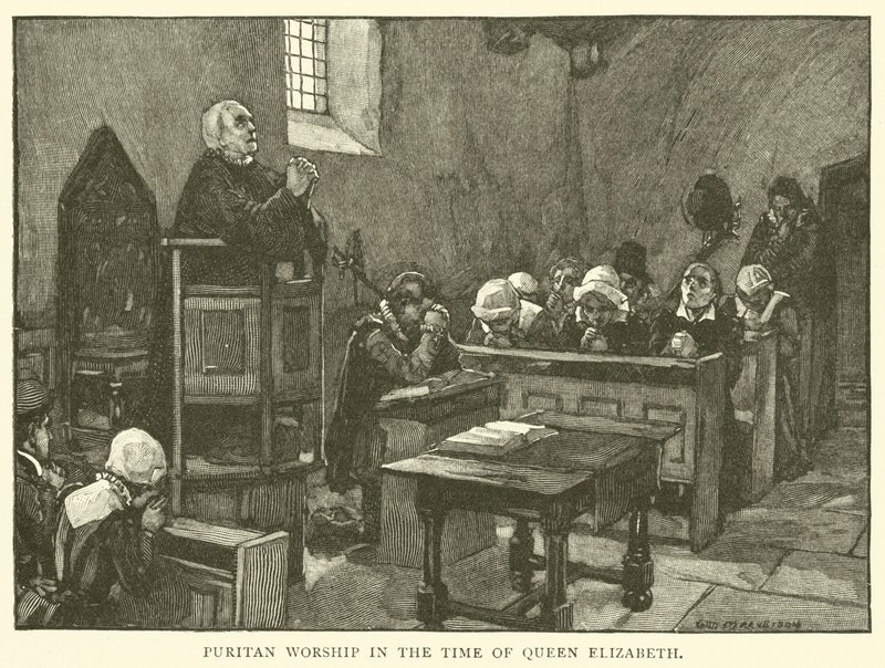 Puritansk dyrkan på drottning Elizabeths tid av after William Henry Margetson
