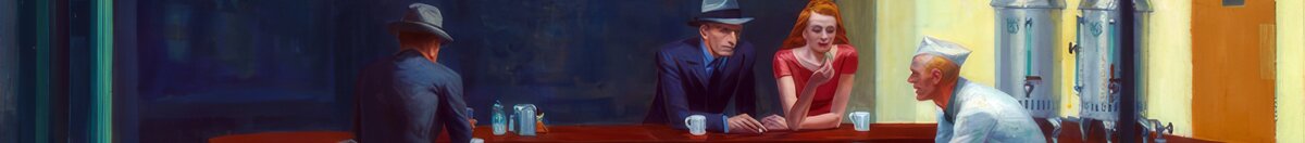 Nattugglor (Edward Hopper), Detail: Paar am Tresen
