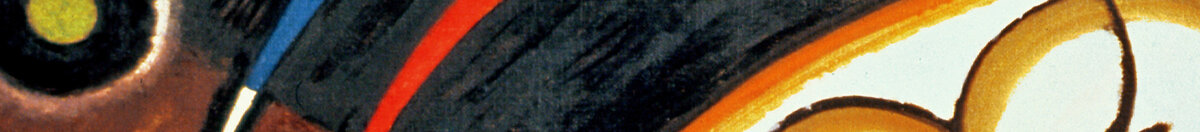 Korsande linjer, 1923 (Wassily Kandinsky), Detail: Dunkler Kopfform mit Farbbögen