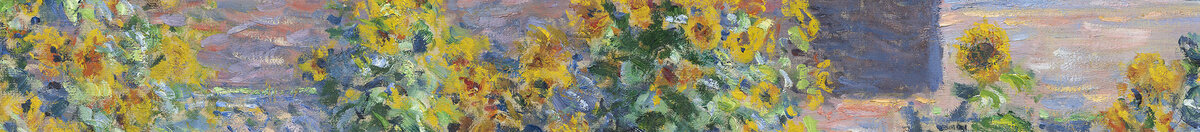 Konstnärens trädgård i Vétheuil, 1880 (Claude Monet), Detail: Sonnenblumen vor blauem Himmel