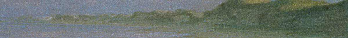Sommarkväll på Skagens södra strand med Anna Ancher och Marie Krøyer (Peder Severin Krøyer), Detail: Dünen am Horizont
