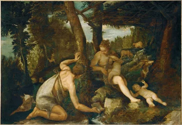 Adam och Eva efter utdrivningen ur paradiset (målning på duk)