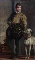 Pojke med en vinthund, ca 1570-talet (olja på duk)