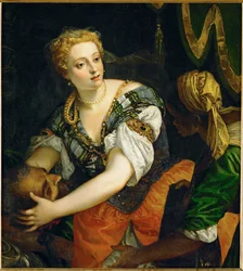 Judith med Holofernes huvud ... (olja på duk)