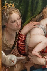 Madonna och Jesusbarnet mellan S. Catherine av Alessandria och Peter, detalj