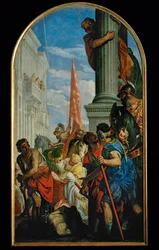 "De heliga Primus och Felicianus martyrium, ca 297 e.Kr. under kejsar Diocletianus (målning på duk)