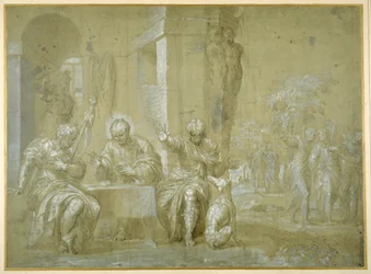 Nattvarden i Emmaus, ca 1550 (penna, svart bläck & brunt tvätt på papper)