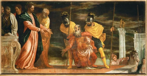 Centurionen i Kapernaum som ber Jesus att bota hans förlamade tjänare (målning på duk)
