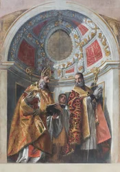 Två heliga biskopar (Geminiano och Severo ),1558-1561 (olja på duk)