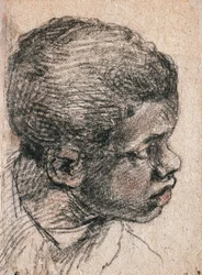 Huvud av en svart pojke, Paolo Caliari, känd som Veronese (1528-1588), teckning