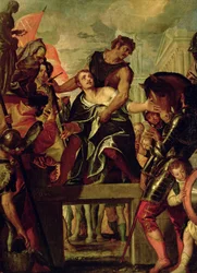 Martyrdom of St. Menas (d.c.300) (olja på duk)