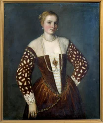 Porträtt av en venetiansk kvinna. Målning av Paolo Veronese (1528-1588)