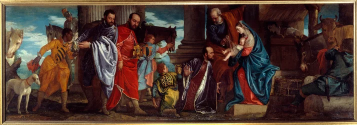 The Adoration of the Magi Målning av Paolo Caliari dit Paolo Veronese (1528-1588) 1500-talet sön. 1,34x2,94 m Lyon, Museum of Fine Arts