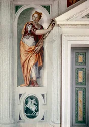 Trumpetaren. Målning av Paolo Caliari kallad Paolo Veronese (1528-1588), cirka 1561. Fresco. Maser (Treviso), Villa Barbaro