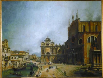 Torget framför Santi Giovanni e Paolo, Venedig (målning på duk)