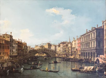 Utsikt över Venedig med Rialtobron
