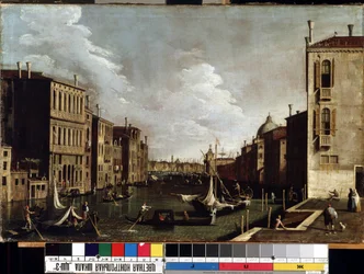 ""Utsikt över Canal Grande i Venedig"" (Venedig) Målning av Giovanni Antonio Canal detto il Canaletto (1697-1768). 1700-talsmuseet för konst i Mikalojus Konstantinas Ciurlionis, Kaunas, Litauen
