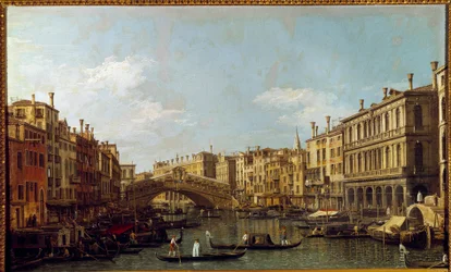 Den stora kanalen och bron Rialto en Venedig målning av Antonio Canal dit Il Canaletto (1697-1768) 1700-talets Paris, Musee Jacquemart Andre